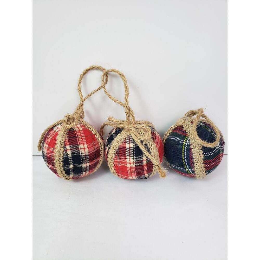 Buffalo Plaid Red Christmas Cottagecore Ornament 5"x10" Round Holiday Farm House